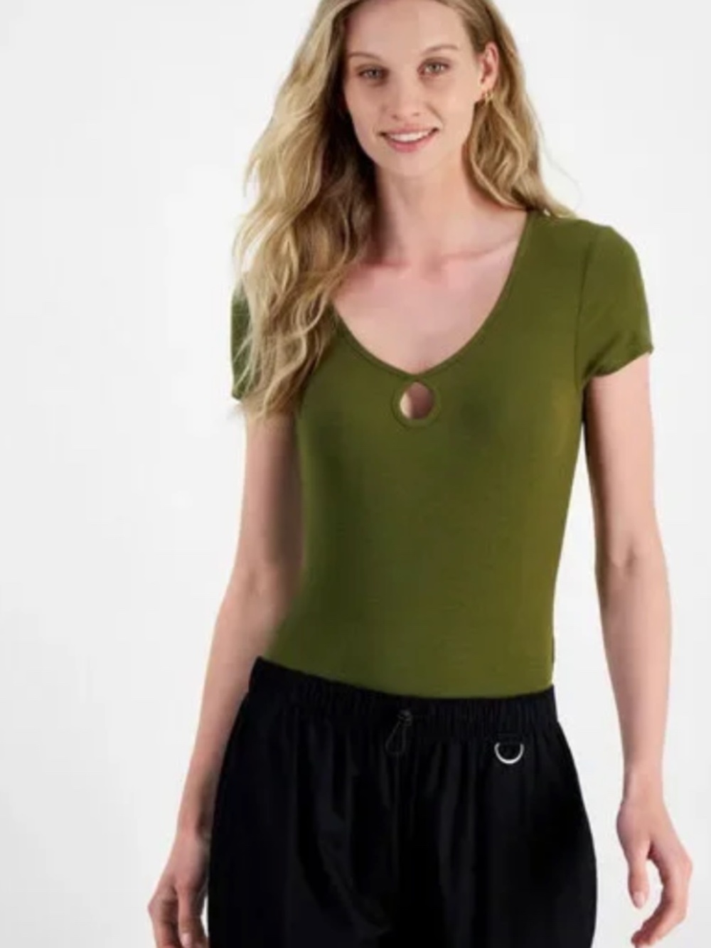 Self Esteem Juniors' Keyhole Ribbed Bodysuit - Sphagnum SIZE S NWT